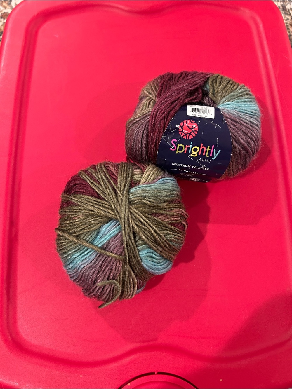 Multicolor Spectrum Worsted Yarn - Olive, Teal & Plum, 2 Skein Lot